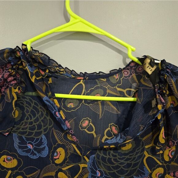 🐢 Ted Baker Juvena Floral Printed waterfall ruffle long sleeve top.  Size 1. - Picture 10 of 16